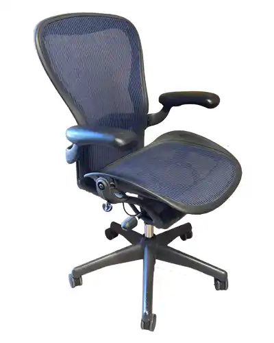 Used Herman Miller Aeron Classic Chair, Blueish Mesh, Front view, North York, Toronto