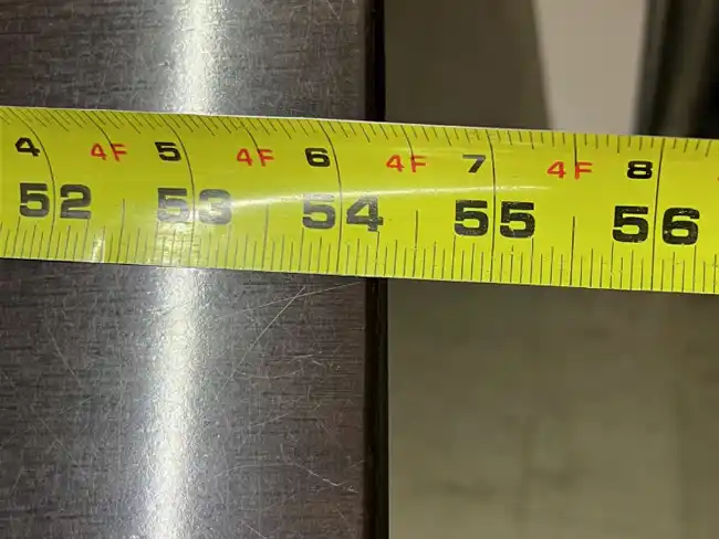 Measuring tape showing 4 feet table width - 16 Feet long Vintage Conference Table