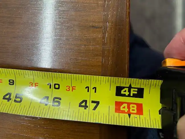 Measuring tape showing 4 feet table width - 20 Feet long Vintage Conference Table