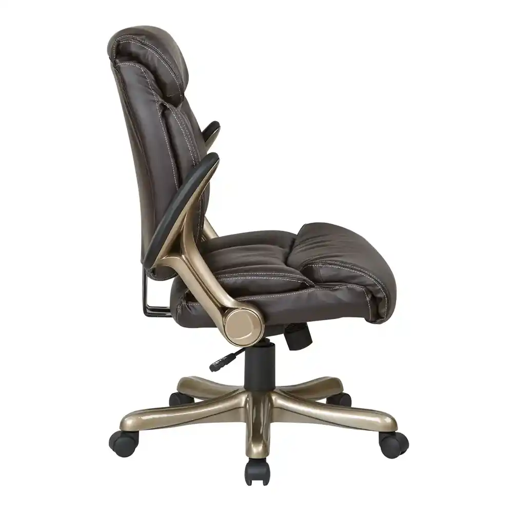 Work Smart Executive Bonded Leather Chair -ECH8967K5-EC1, flip arms