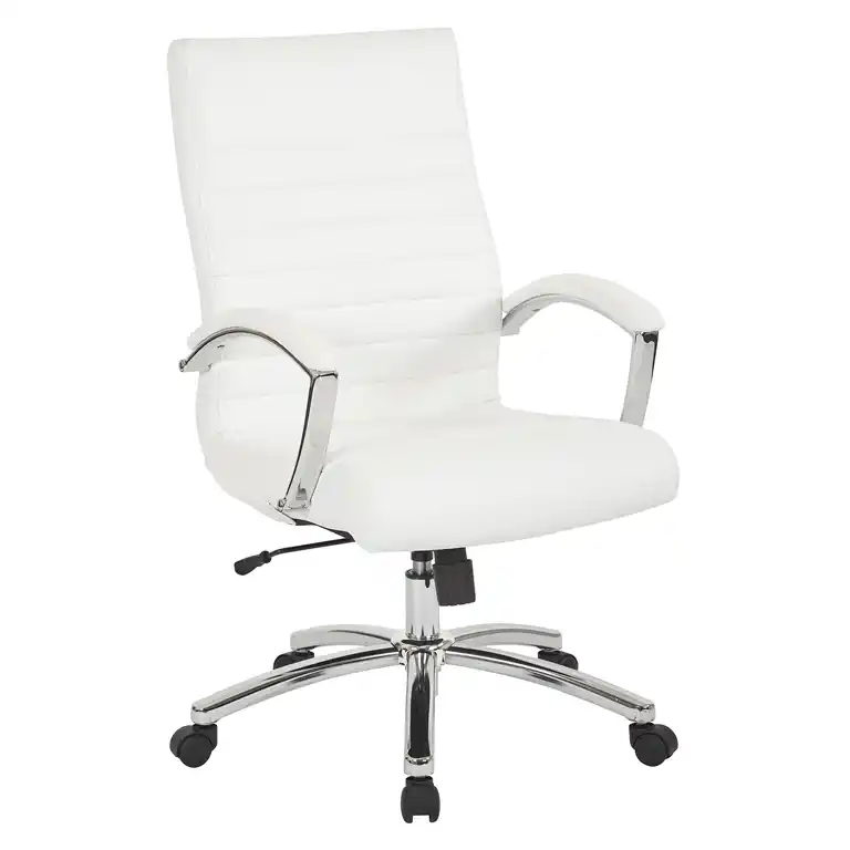 Executive Mid-Back Chair White Faux U11