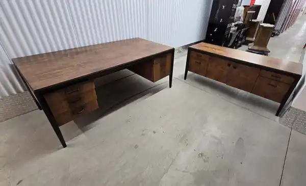 Leif Jacobsen Desk with Credenza Set