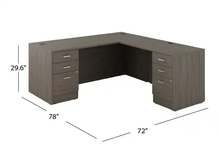 Newland L-Shaped Double Pedestals Desk with double box/box/file pedestals