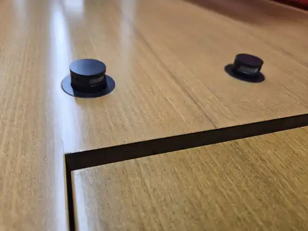 Vintage Conference Table with Speakers, detail