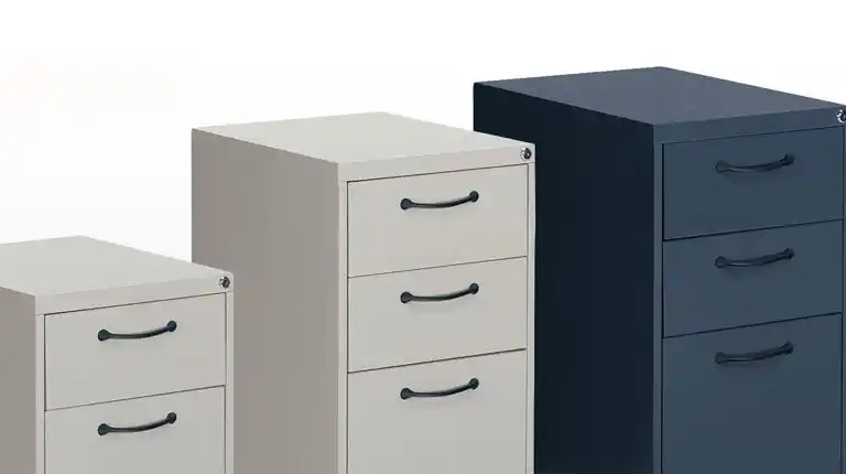 These versatile file pedestals come in two handle-styles and can stand on their own or support work surfaces. Specially designed pulls are soft to the touch and open easily. Available in three heights