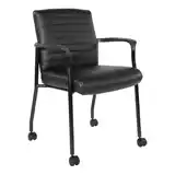 Guest Chair with Casters in Faux Leather, 