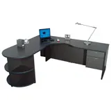 D Top extended corner desk with Bookcase, 