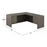 L-Shaped Double Hanging Pedestals Desk, 