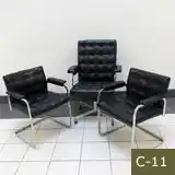 Vintage Nienkamper Tufted  Leather Chairs, 